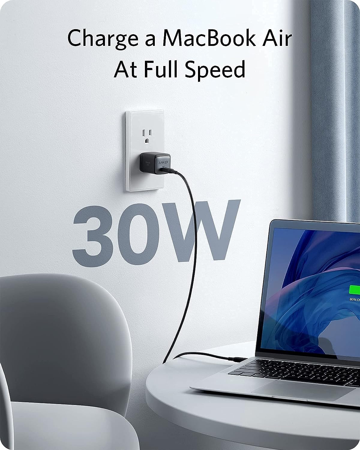 Anker Nano II 30W Fast Charger Adapter, GaN II Compact Charger (Not Foldable) for MacBook Air/iPhone 13/13 Mini/ 13 Pro/ 13 Pro Max/ 12, Galaxy S21, Note 20, iPad Pro, Pixel, and More Anker Nano II 30W Fast Charger Adapter, GaN II Compact Charger (Not Foldable) for MacBook Air/iPhone 13/13 Mini/ 13 Pro/ 13 Pro Max/ 12, Galaxy S21, Note 20, iPad Pro, Pixel, and More